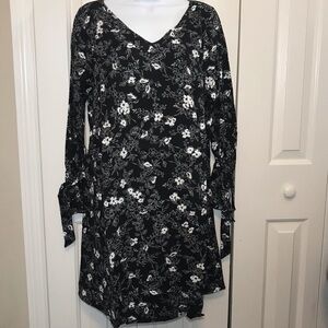 Ellos Black Floral Shift Dress Size 10 New